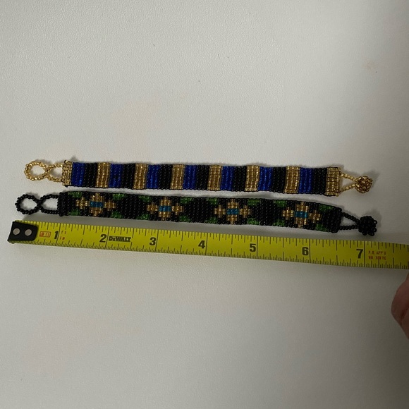 Black Gold and Green Seed Bead Bracelet ( Pair ) - Picture 3 of 7